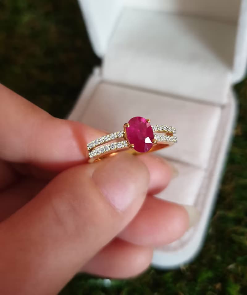 Natural Red Ruby Gemstone Ring for Woman,9k Gold Jewelry, Thai ruby Gemstones