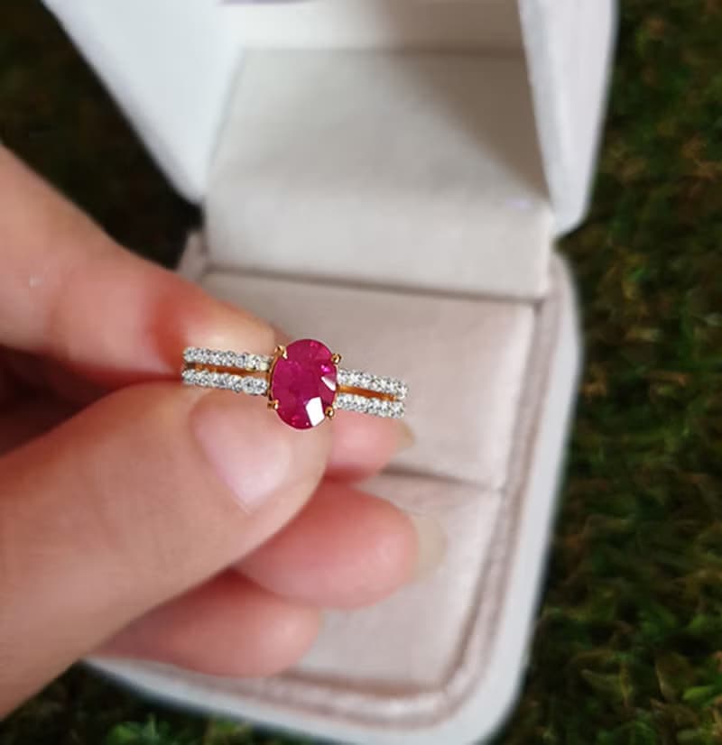 Natural Red Ruby Gemstone Ring for Woman,9k Gold Jewelry, Thai ruby Gemstones