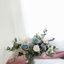 永生花 永生玫瑰 乾燥花盆栽 綠色 開幕盆花 交換禮 生日禮物 祝