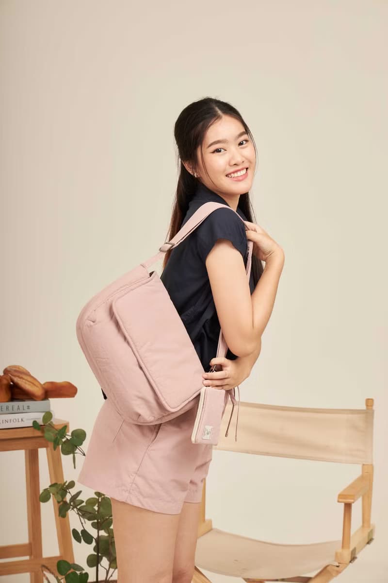 PIE - nylon puffy crossbody bag (pink)