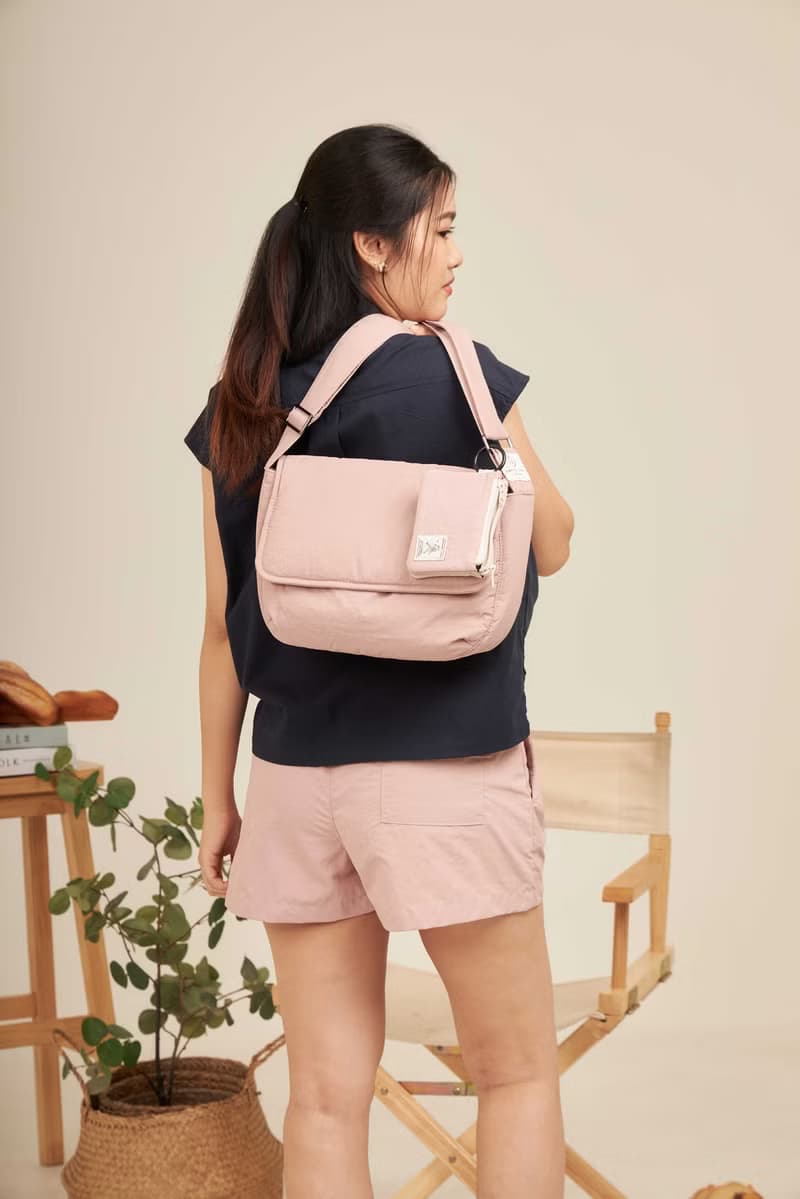 PIE - nylon puffy crossbody bag (pink)