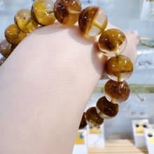 天然溫柔暖色調黃兔毛11.5mm35.77g護身符淨化招財旺事業