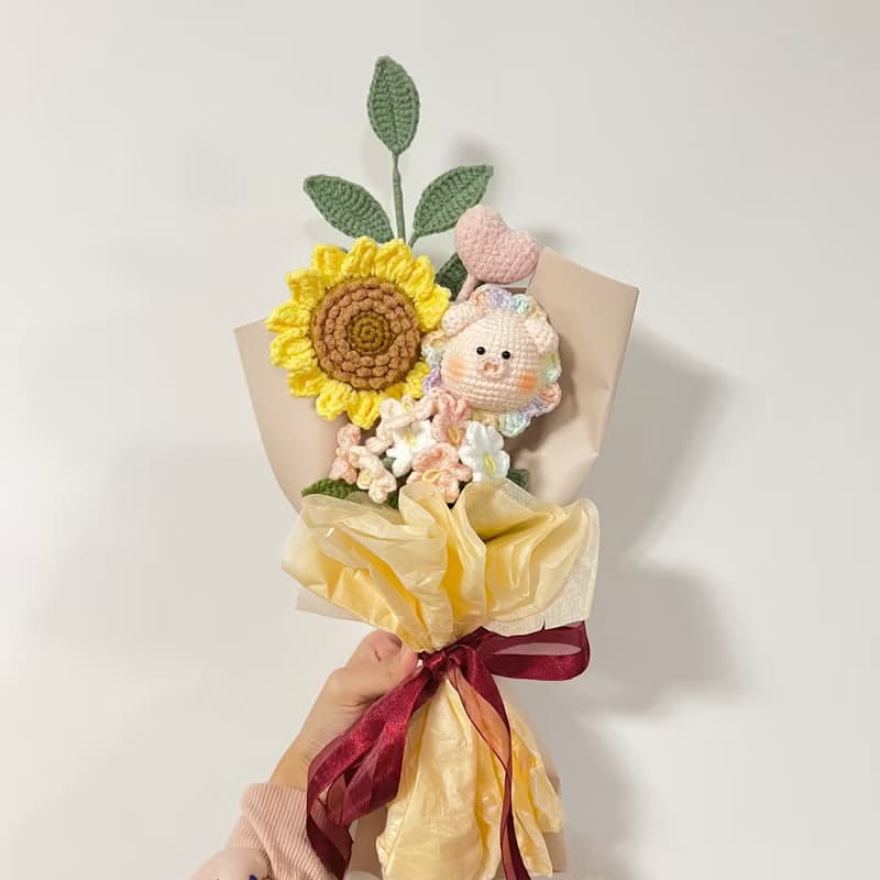 鈎針編織向日葵豬豬花束