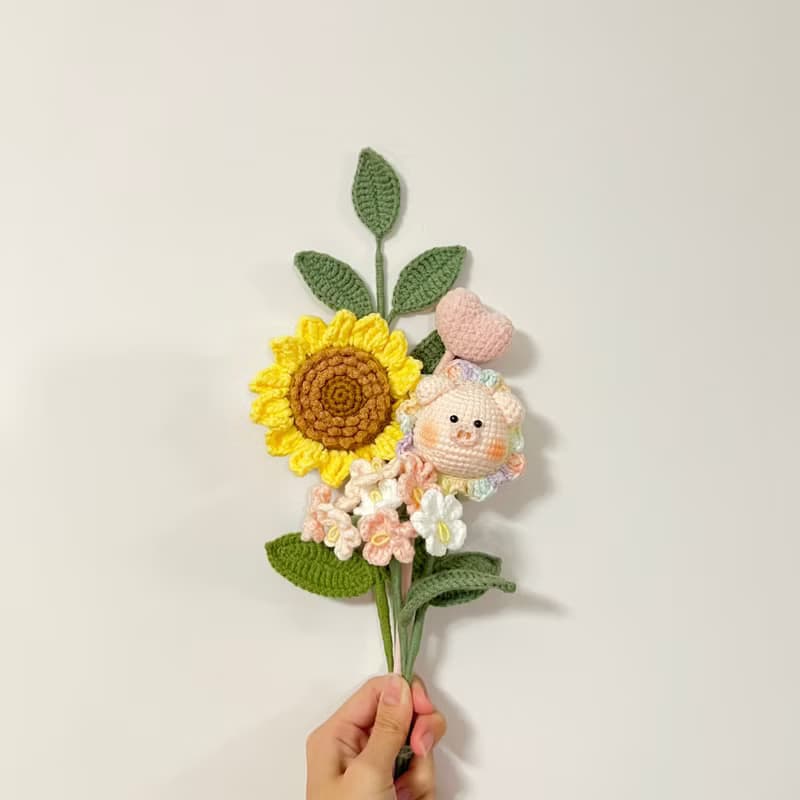 鈎針編織向日葵豬豬花束