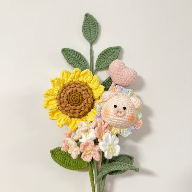 鈎針編織向日葵豬豬花束