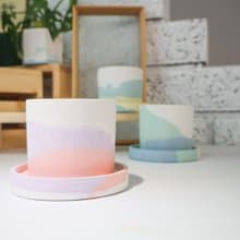高圓盆 • 撞色款 / 手作水泥盆器 / 小盆栽 / 生日送禮