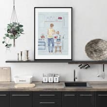 和爸爸的烹飪時光 - 手繪親子掛畫/父親節禮物/遊戲房佈置