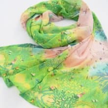 【Play with leaves】アートシフォンストール　スカーフ　春　小鳥　ショール　テキスタイル　母の日　誕生日プレゼント