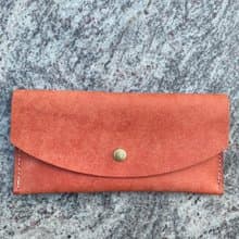 義大利Pueblo磨砂植鞣牛皮無印簡約長夾-煙燻粉 情人節 母親節