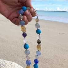 Joy Luck n Love Aquamarine and Multi gemstone minimalist necklace,  喜福愛情項鍊