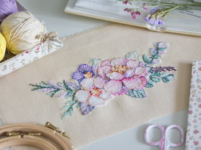 【數位】Enchanting Floral bouquet - watercolor PDF cross stitch pattern