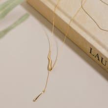 pendulum-drip necklace GD ニッケルフリー スムースラリエットネックレス 長さが自由に変えられるロングネックレス　ゴールド