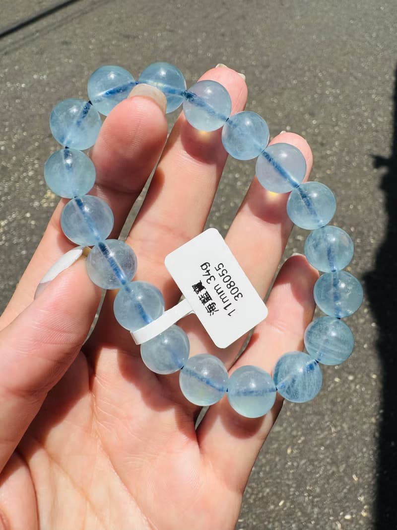 螢光仙女baby色海藍寶水晶11mm34g釋放壓力舒緩情緒療癒能量