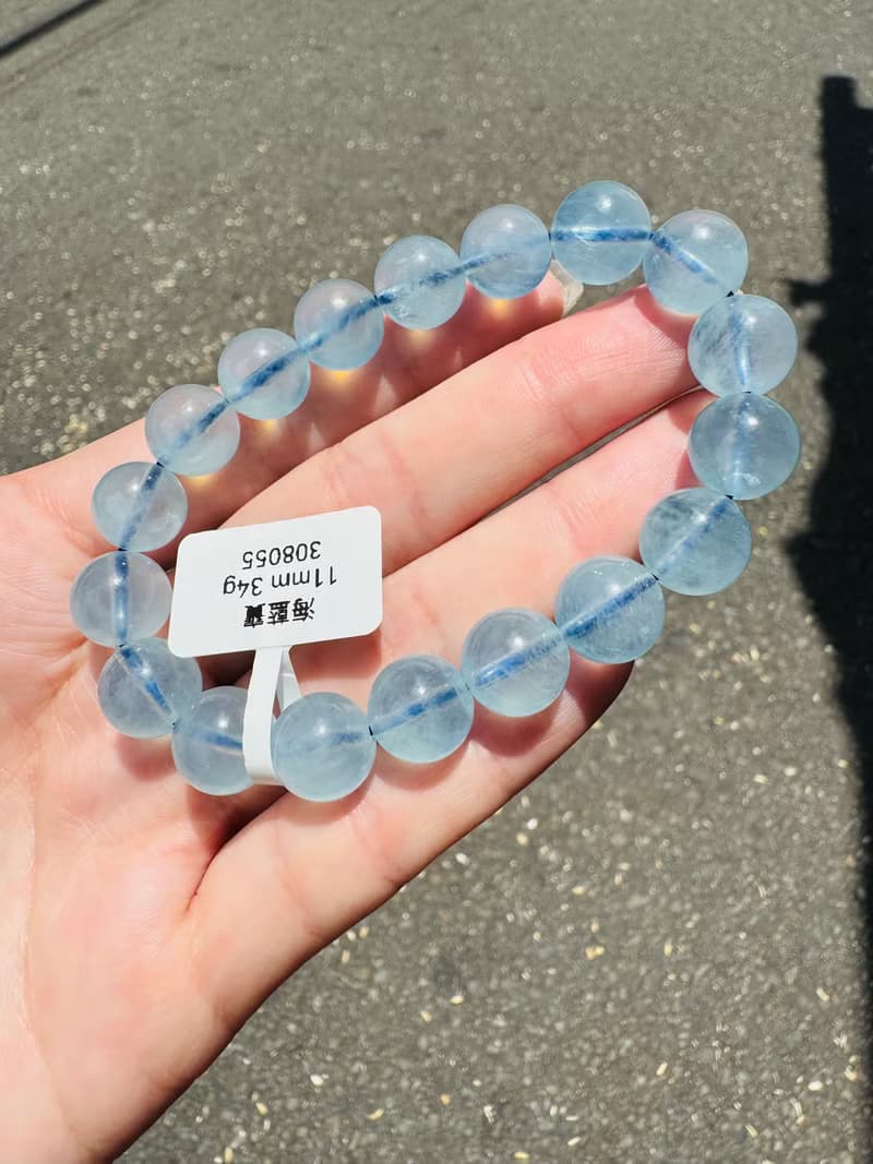 螢光仙女baby色海藍寶水晶11mm34g釋放壓力舒緩情緒療癒能量