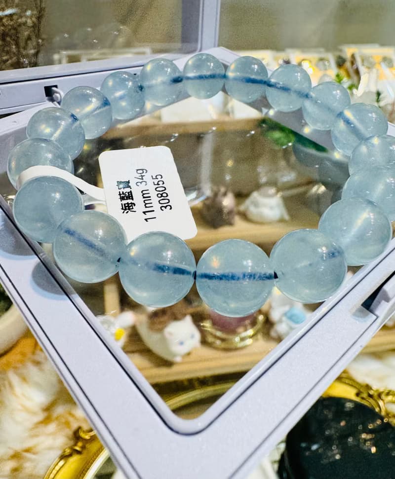 螢光仙女baby色海藍寶水晶11mm34g釋放壓力舒緩情緒療癒能量