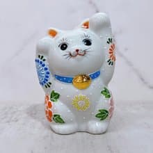 【花漾招財】日本九谷燒招財貓 | 両手 花園 4號