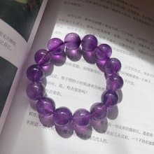 天然深紫水晶14mm手鏈 能量療愈禮物靈感智慧 學業事業順利手串