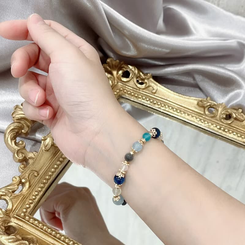 【 水晶手鍊 / 藍色小船 】藍晶石 海藍寶 藍東陵 天河石 白水晶