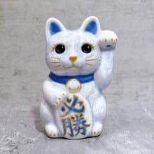 【福運靈貓】日本清水燒招財貓 | 花結晶 藤 必勝 左 特小