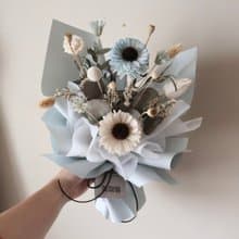 畢業花束 水藍色擴香太陽花 向日葵 生日 畢業禮物