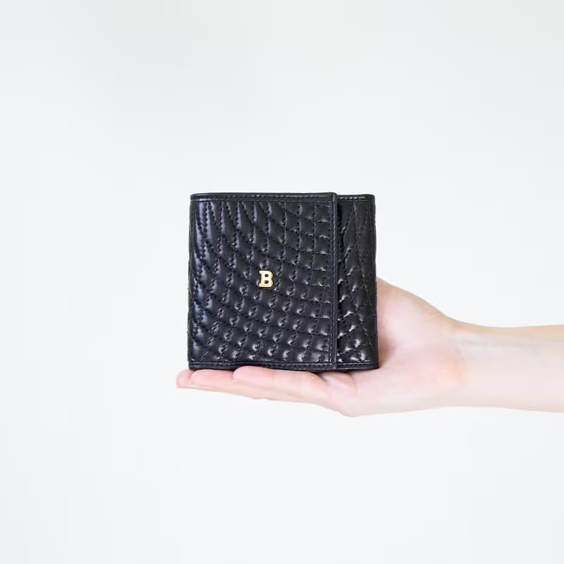 Vintage Bally 絎縫方形二折短夾