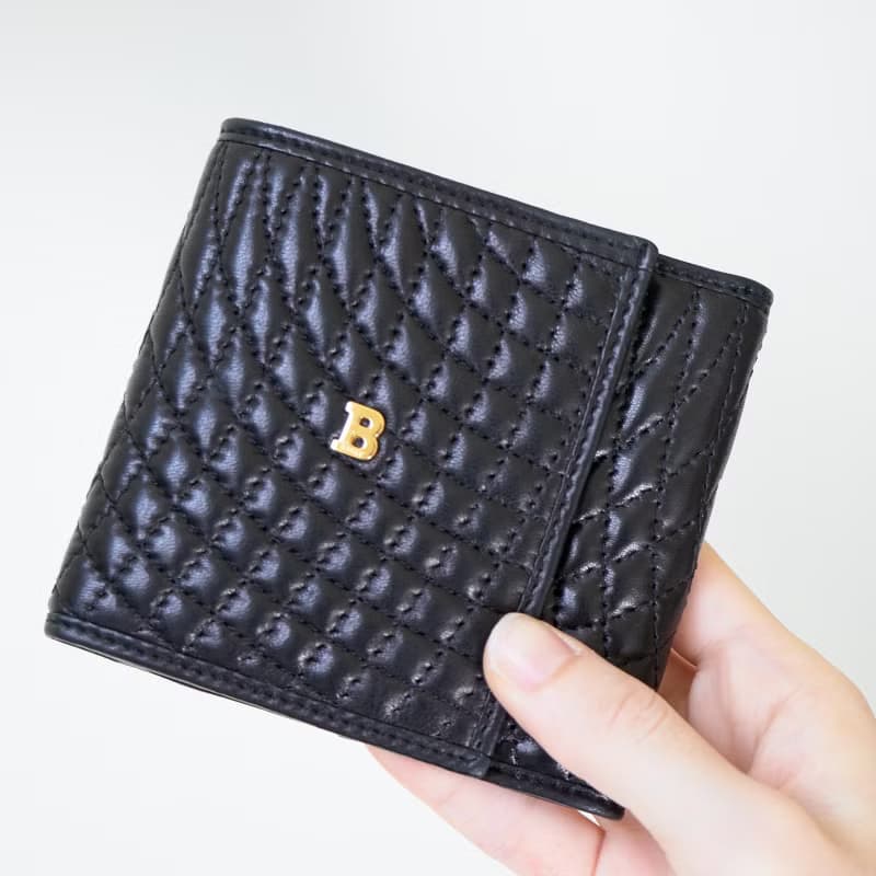Vintage Bally 絎縫方形二折短夾