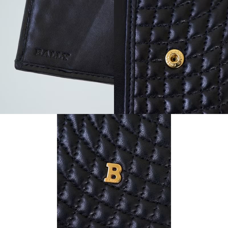 Vintage Bally 絎縫方形二折短夾