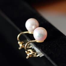 一粒あこや真珠イヤリング 無調色 セミラウンド Akoya Pearl Clip-on Earrings