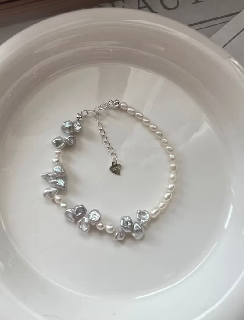 YuanPearl天然巴洛克珍珠設計款手鍊s925純銀手鍊小眾設計禮物