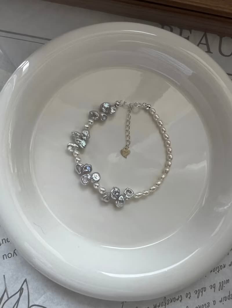 YuanPearl天然巴洛克珍珠設計款手鍊s925純銀手鍊小眾設計禮物