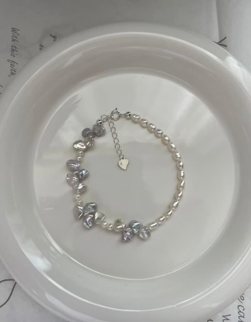 YuanPearl天然巴洛克珍珠設計款手鍊s925純銀手鍊小眾設計禮物