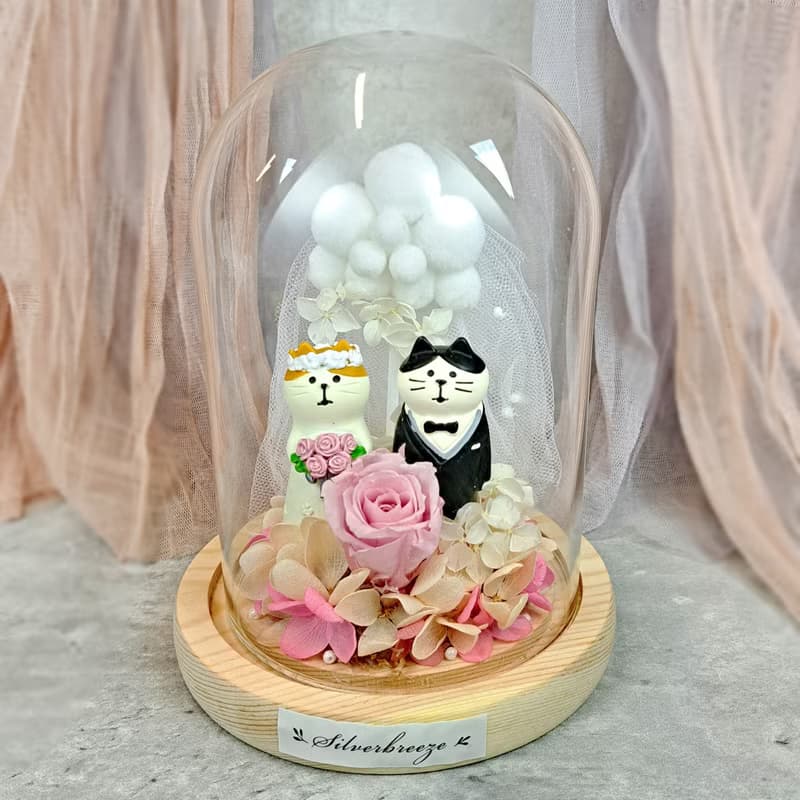 永生花玻璃罩 結婚禮物 婚禮裝飾擺設 永生玫瑰 情人節禮物 PF037