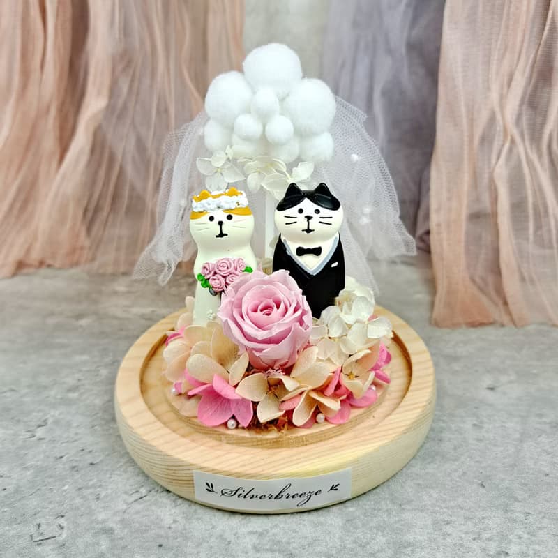 永生花玻璃罩 結婚禮物 婚禮裝飾擺設 永生玫瑰 情人節禮物 PF037