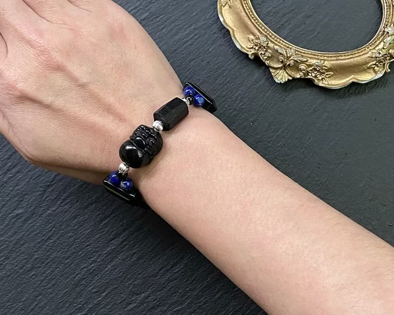 黑曜石 黑碧璽 青金石 美國松 黑檀木 黑曜石貔貅 925純銀手鍊