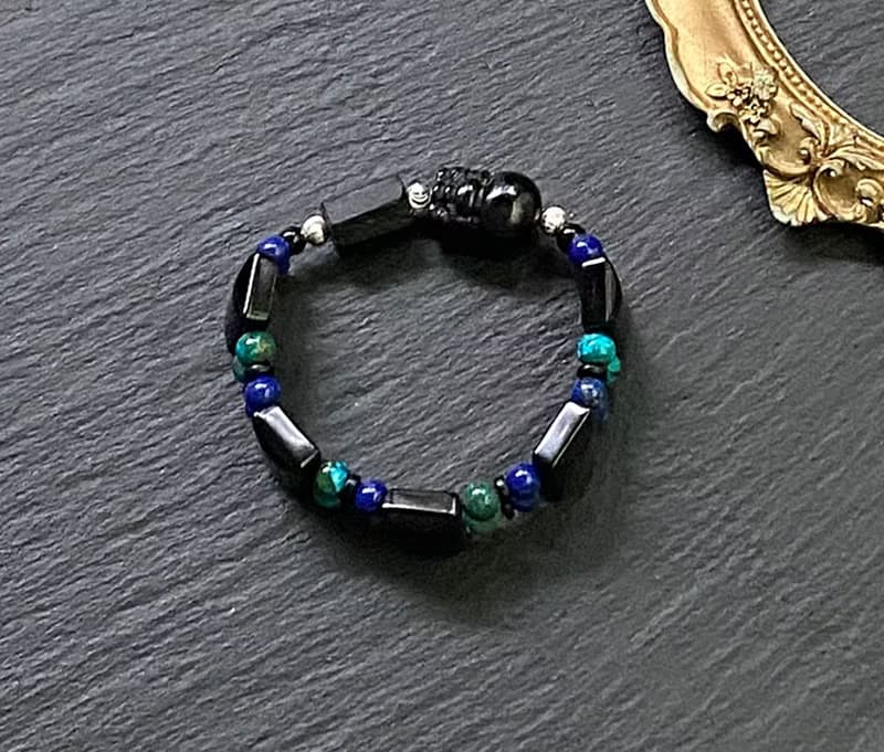 黑曜石 黑碧璽 青金石 美國松 黑檀木 黑曜石貔貅 925純銀手鍊