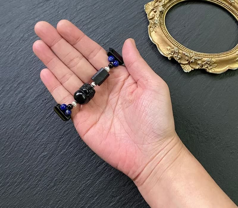 黑曜石 黑碧璽 青金石 美國松 黑檀木 黑曜石貔貅 925純銀手鍊