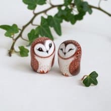 Barn owl figurine, polymer clay owl gift figurine, miniature animals, barn owl s