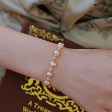 YuanPearl天然稀有色紫粉巴洛克珍珠手鍊可推拉方便調節手鍊日常