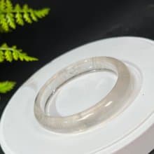 超稀有玻璃體白色兔毛水晶手鐲61+MM 閃片星光全順髮晶手環 活力