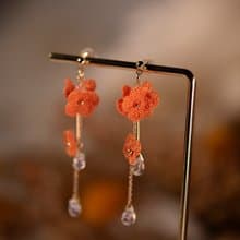 【繡球點點】 耳環 微鉤 針織 花 耳飾 耳夾 手作 垂掛 耳針