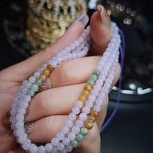 貴人•桃花•招財•轉運|糯冰紫多寶|緬甸A貨翡翠多寶珠串項鍊