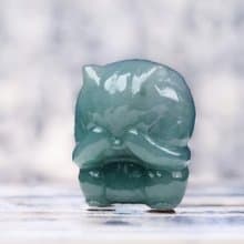 藍水翡翠巧雕非禮勿視小貓咪 | 天然A貨翡翠 | 送禮