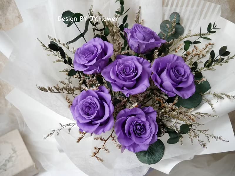 中大型永生紫玫瑰花束【簡約藤紫】畢業花/求婚/紀念日/情人節