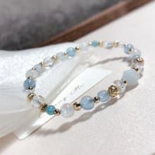 海藍寶石、月光石、摩根石、白水晶 天然石手鍊