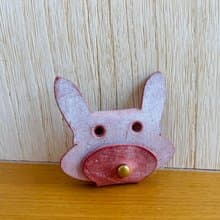 動物捲線器-擦蠟粉紅兔兔