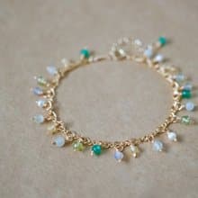 ITS-B123【treasure・綠瑪瑙/橄欖石/玉石】綠色系寶石手鍊1條。