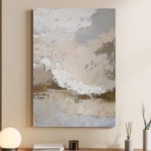 Abstract Blue Gray Canvas Art | Acrylic Painting Blue Beige Abstract | Fjord 2