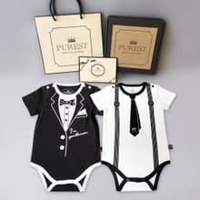 PUREST 小紳士雙重奏/短袖/寶寶彌月禮盒組  嬰兒 新生兒 送禮