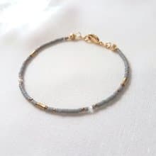 信仰 ‧ 竹節 黃銅 水晶 深灰色 串珠 細手環