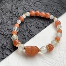 快速出貨 天然月光石手鍊 金太陽貔貅手鍊 14kgf手鍊